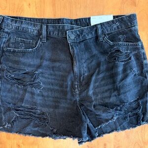 American Eagle Mom Short Stretch Black Denim Shorts Women's Size 16 Cotton NEW